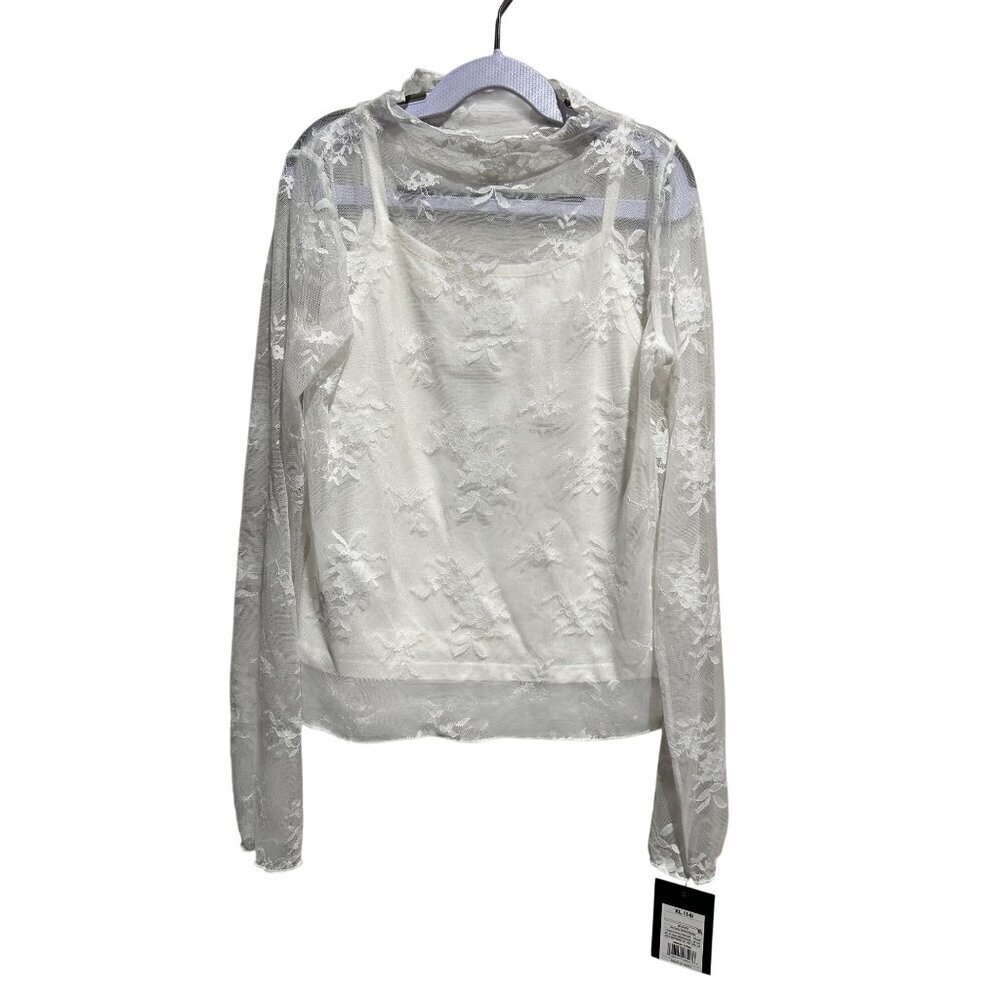 Art Class Girl Sheer Lace Crew Long Sleeve size 14 NWT